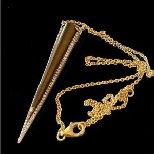 Rarities Carol Brodie Geometric TIGER'S EYE V Drop Necklace NEW